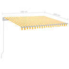 Markise Manuell Einziehbar mit LED 300x250 cm Gelb und Weiß