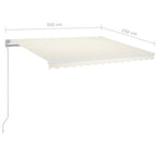 Markise Manuell Einziehbar mit LED 350x250 cm Creme