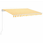 Markise Manuell Einziehbar mit LED 350x250 cm Gelb und Weiß