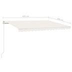 Markise Manuell Einziehbar mit LED 450x300 cm Creme
