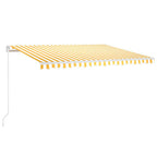 Markise Manuell Einziehbar mit LED 450x300 cm Gelb und Weiß