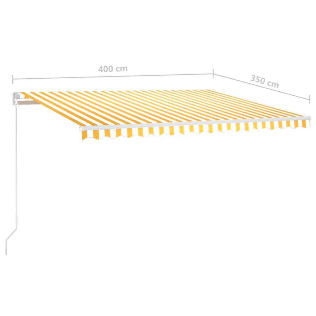 Markise Manuell Einziehbar mit LED 400x350 cm Gelb & Weiß