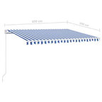 Markise Manuell Einziehbar mit LED 450x350 cm Blau und Weiß
