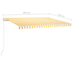 Markise Manuell Einziehbar mit LED 450x350 cm Gelb und Weiß