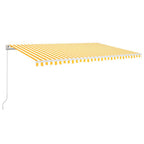 Markise Manuell Einziehbar mit LED 500x350 cm Gelb und Weiß