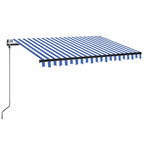 Automatische Markise mit LED Windsensor 350x250 cm Blau Weiß