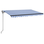 Markise Manuell Einziehbar mit LED 400x300 cm Blau und Weiß
