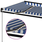 Markise Manuell Einziehbar mit LED 400x300 cm Blau und Weiß