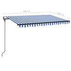 Automatische Markise mit LED Windsensor 400x300 cm Blau Weiß