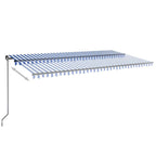 Markise Manuell Einziehbar mit LED 600x300 cm Blau & Weiß
