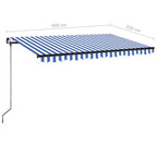 Markise Manuell Einziehbar mit LED 400x350 cm Blau und Weiß