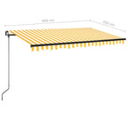 Markise Manuell Einziehbar mit LED 400x350 cm Gelb & Weiß