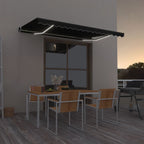 Markise Manuell Einziehbar mit LED 400x350 cm Anthrazit
