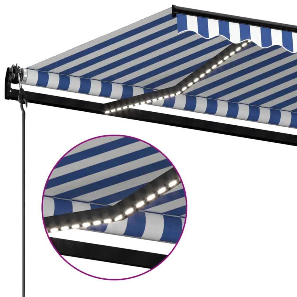Automatische Markise mit LED & Windsensor 400x350 Blau und Weiß