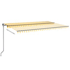 Markise Manuell Einziehbar mit LED 500x350 cm Gelb & Weiß