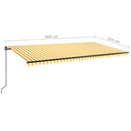 Markise Manuell Einziehbar mit LED 600x350 cm Gelb & Weiß