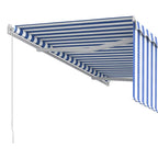 Markise Manuell Einziehbar mit Rollo 3x2,5 m Blau und Weiß