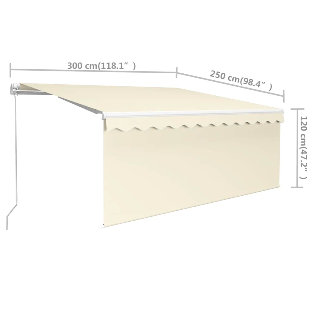 Markise Manuell Einziehbar mit Rollo 3x2,5 m Creme