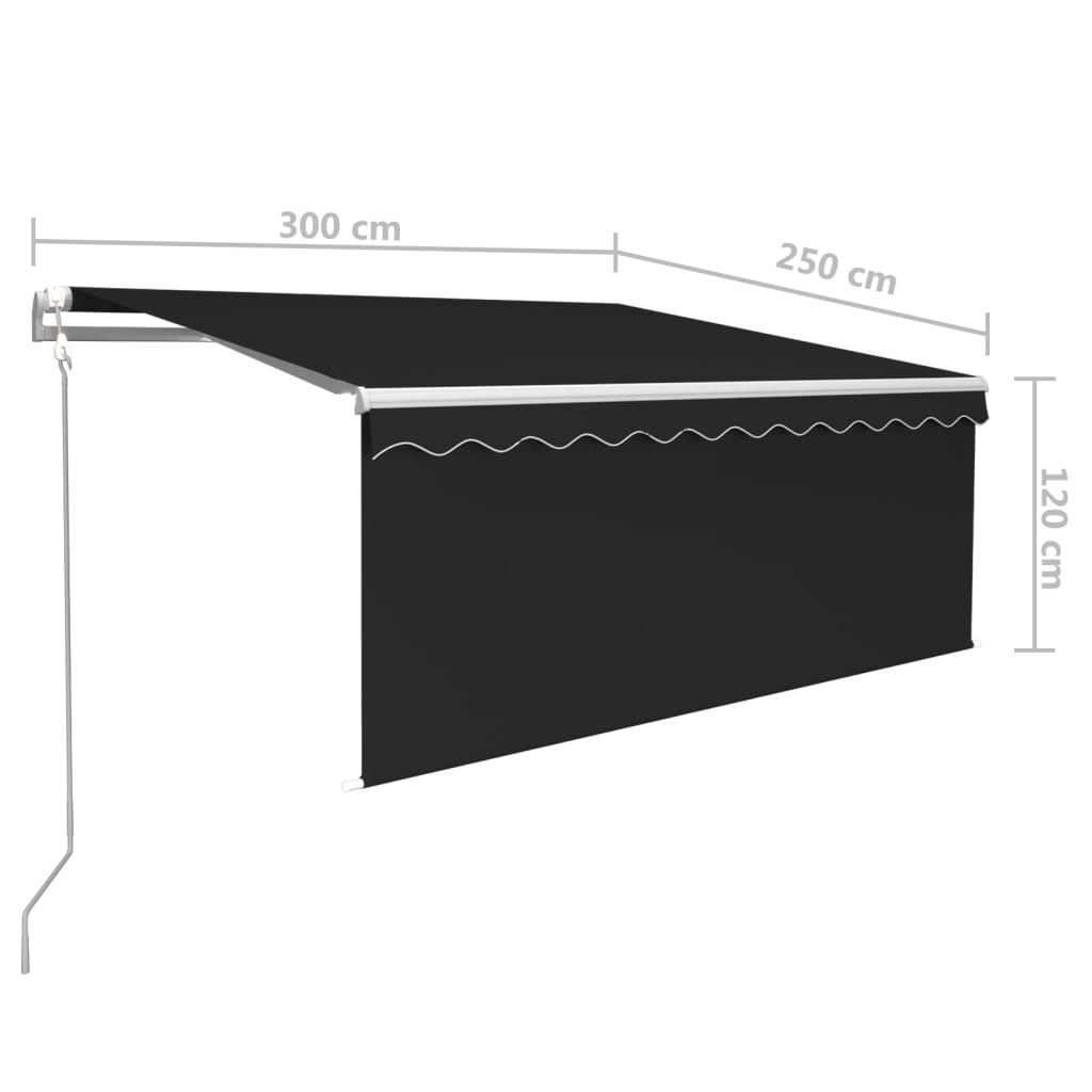 Markise Automatisch Einziehbar mit Volant 3x2,5 m Anthrazit