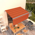 Markise Manuell Einziehbar mit Rollo 3,5x2,5 m Orange Braun