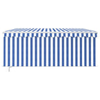 Markise Manuell Einziehbar mit Rollo LED 3,5x2,5m Blau Weiß