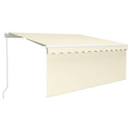 Markise Manuell Einziehbar mit Rollo & LED 3,5x2,5 m Creme