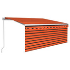 Markise Manuell Einziehbar mit Rollo LED 3,5x2,5 m Orange Braun