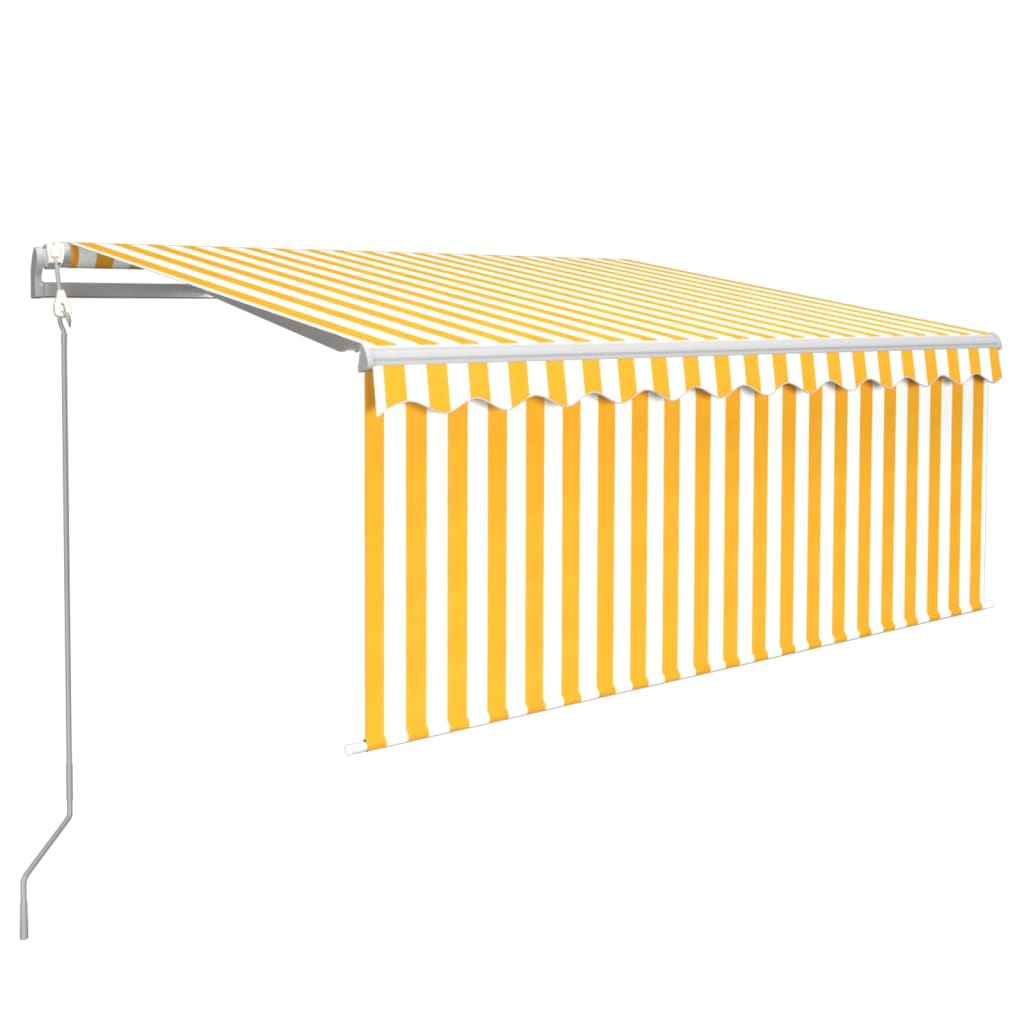 Markise Automatisch mit Rollo LED Windsensor 3,5x2,5m Gelb Weiß