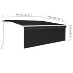 Markise Manuell Einziehbar mit Rollo 4x3 m Anthrazit