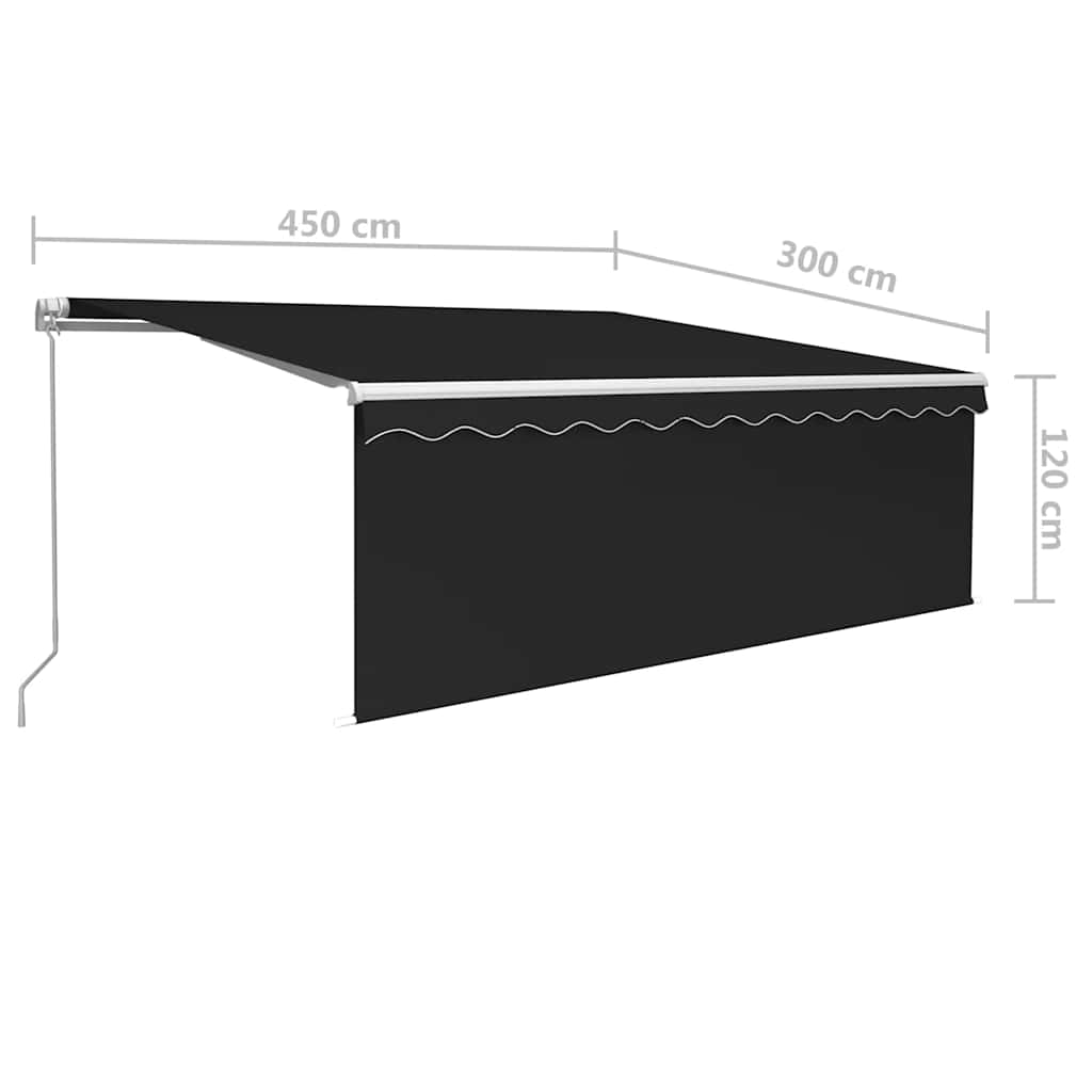 Markise Manuell Einziehbar mit Rollo & LED 4,5x3 m Anthrazit