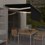 Markise Manuell Einziehbar mit Rollo & LED 4,5x3 m Anthrazit