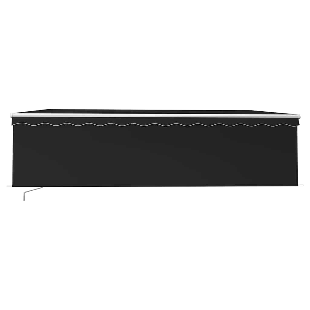 Markise Manuell Einziehbar mit Rollo & LED 5x3 m Anthrazit