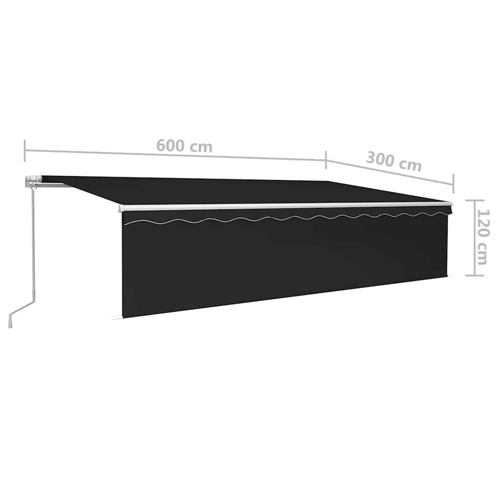 Markise Manuell Einziehbar mit Rollo 6x3 m Anthrazit