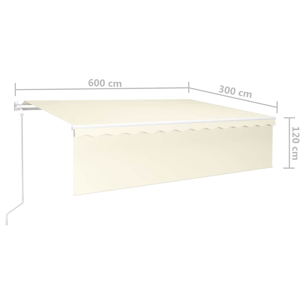 Markise Automatisch Einziehbar mit Volant 6x3 m Creme