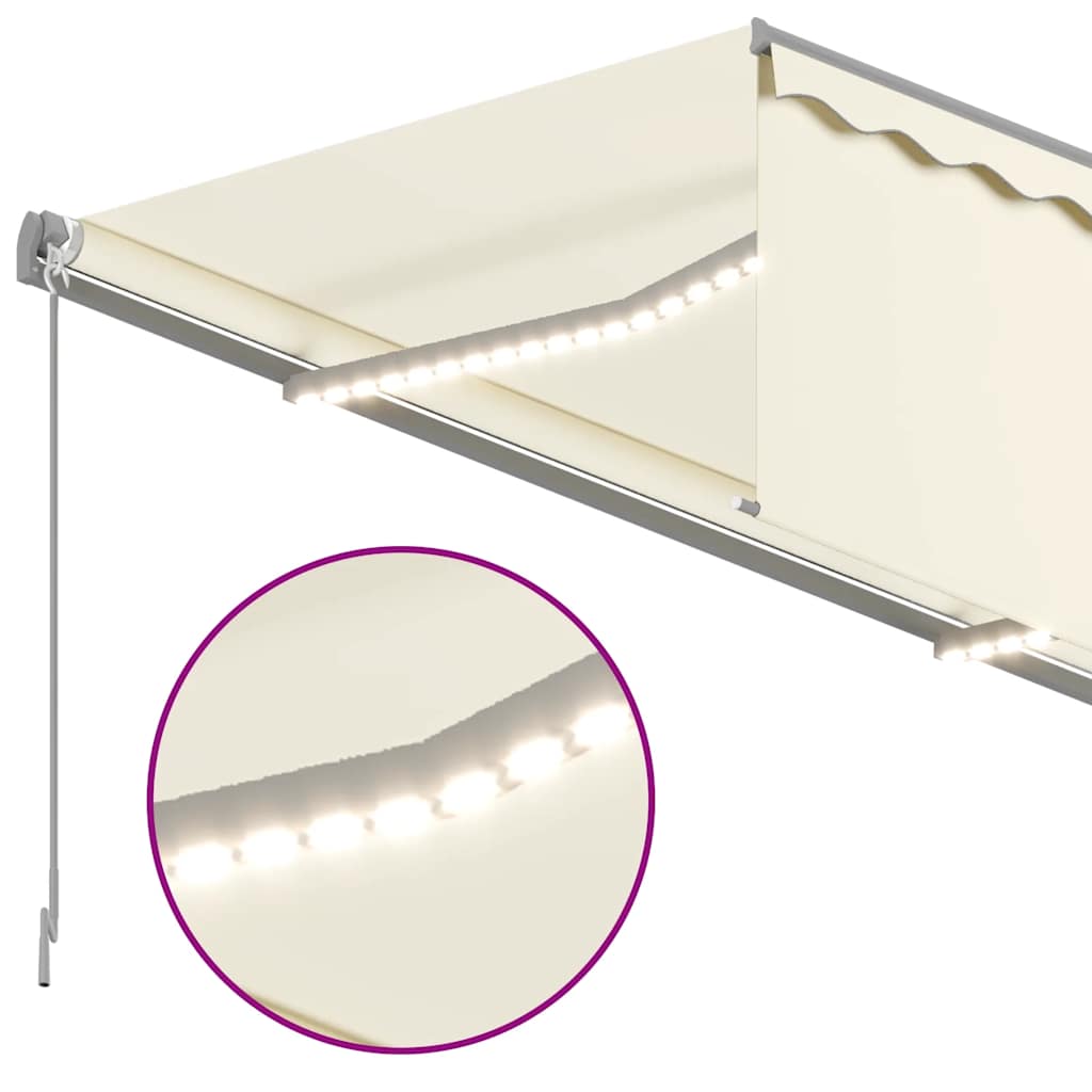 Markise Manuell Einziehbar mit Rollo & LED 3x2,5 m Creme