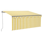 Markise Manuell Einziehbar mit Rollo LED 3x2,5m Gelb & Weiß