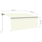 Markise Automatisch Einziehbar mit Volant 3x2,5 m Creme