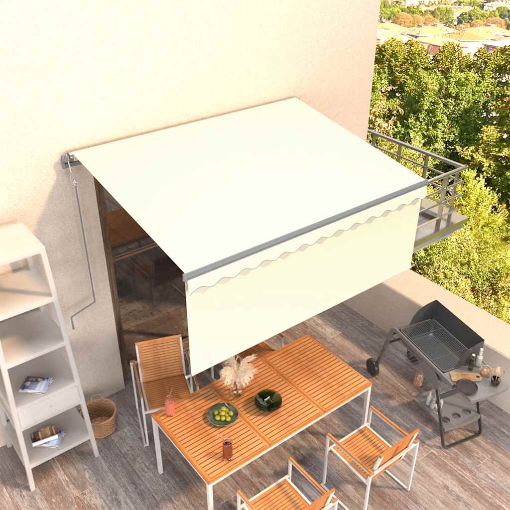 Markise Automatisch Einziehbar mit Volant 3x2,5 m Creme