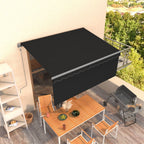 Markise Automatisch Einziehbar mit Volant 3x2,5 m Anthrazit