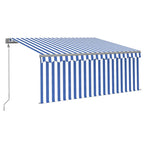 Markise Automatisch mit Rollo LED Windsensor 3x2,5m Blau Weiß