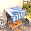 Markise Manuell Einziehbar mit Rollo 3,5x2,5m Blau & Weiß