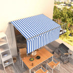 Markise Manuell Einziehbar mit Rollo 3,5x2,5m Blau & Weiß