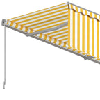 Markise Manuell Einziehbar mit Rollo 3,5x2,5 m Gelb & Weiß