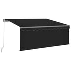 Markise Manuell Einziehbar mit Rollo & LED 3,5x2,5 m Anthrazit
