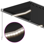 Markise Manuell Einziehbar mit Rollo & LED 3,5x2,5 m Anthrazit