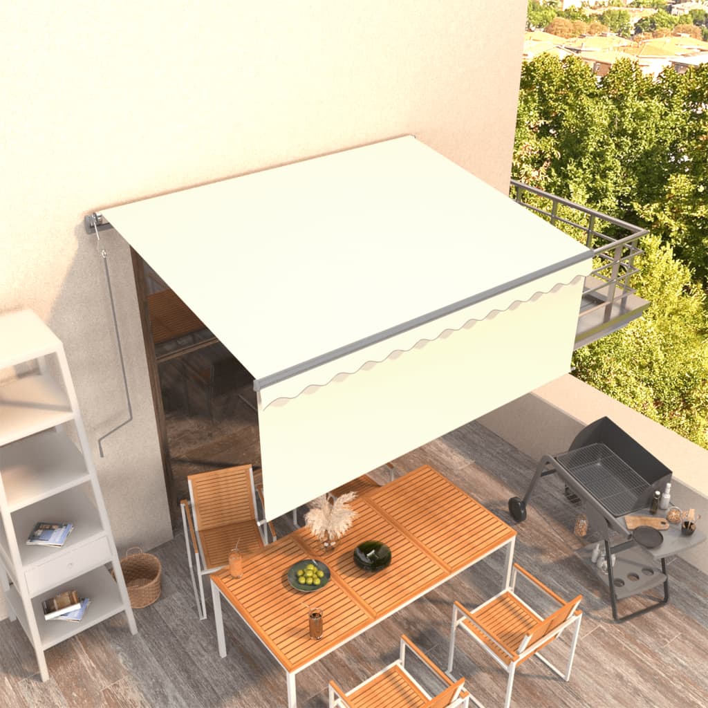Markise Automatisch Einziehbar mit Volant 3,5x2,5 m Creme