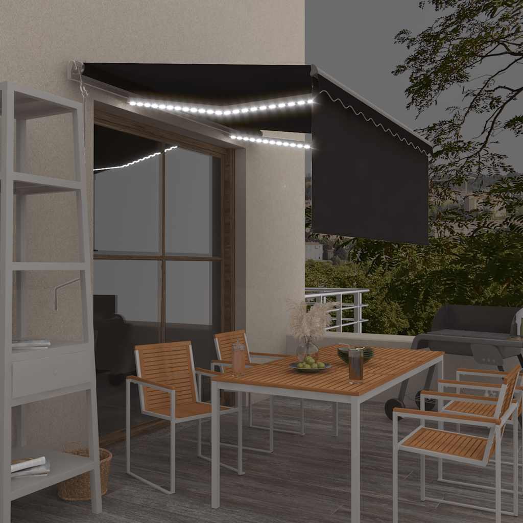 Markise Automatisch mit Rollo LED Windsensor 3,5x2,5m Anthrazit