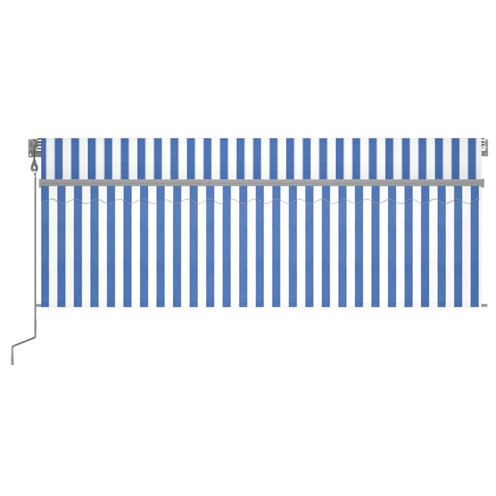 Markise Automatisch mit Rollo LED Windsensor 4x3m Blau Weiß