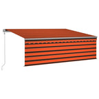 Markise Automatisch mit Rollo LED Windsensor 4x3 m Orange Braun