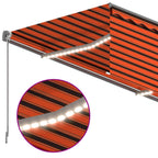 Markise Automatisch mit Rollo LED Windsensor 4x3 m Orange Braun